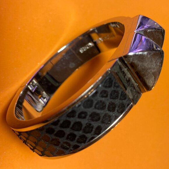 Michael Kors Silver Tone Hinged Bangle Bracelet - Picture 3 of 4